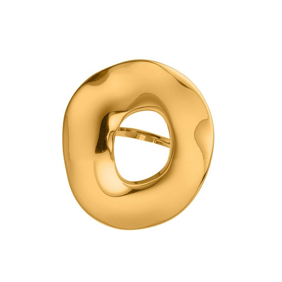 Bague Imposante En Acier Inoxydable Doré, Imperméable, Avec Un Cercle Irrégulier Exagéré (1 Pièce).