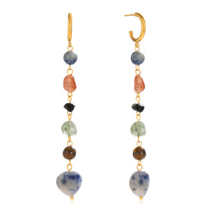 Boucles D'Oreilles Pour Femme, Perles En Pierre Naturelle De Forme Irrégulière, Acier Inoxydable, Étanches (1 Pièce) h5 