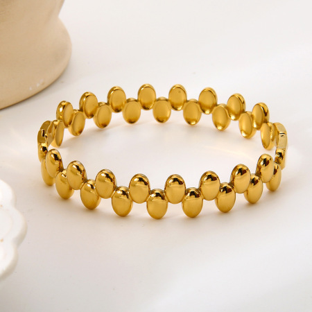 Bracelet jonc femme en acier inoxydable imperméable couleur or, 1 pièce, motif patchwork quotidien