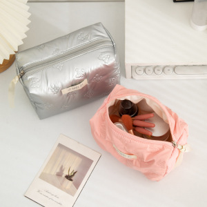 Trousse De Maquillage Simple Et Décontractée En Pu Pour Femme, Couleur Unie, 1 Pièce h5 Image3
