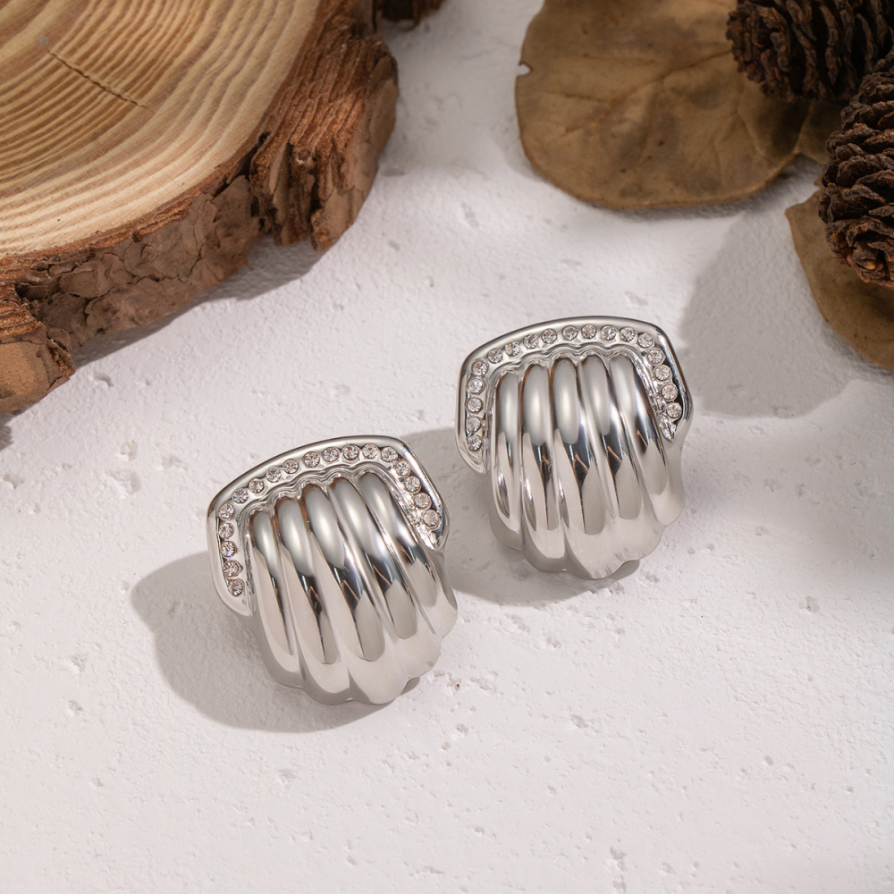 1 Paire De Boucles D'Oreilles À Clous En Acier Inoxydable Doré, Étanches, En Forme De Coquillage Image5
