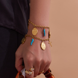 Ensembles De Bijoux Pour Femmes De La Luxueuse Série Rétro Madonna En Acier Inoxydable, Couleur Or, Étanches. h5 Image5