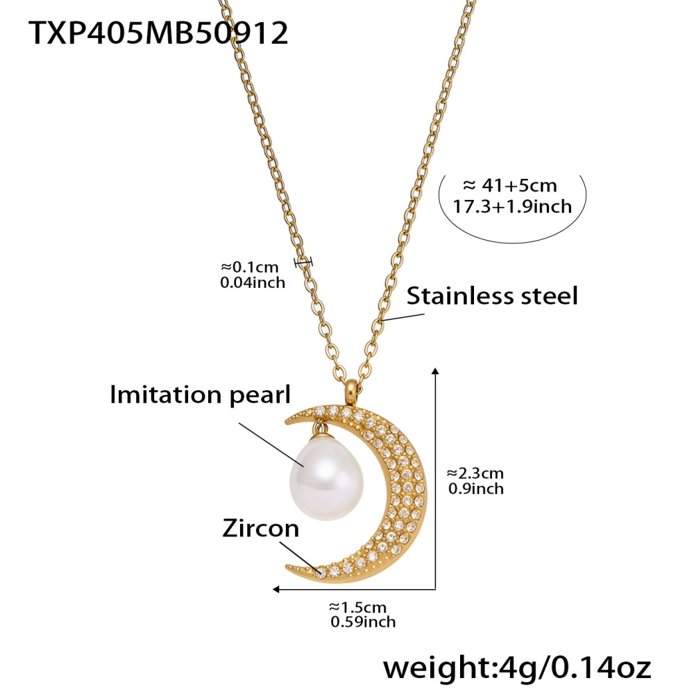 Ensembles De Bijoux Pour Femmes Classic Star&Moon En Acier Inoxydable Étanche, Couleur Or Et Zircon.