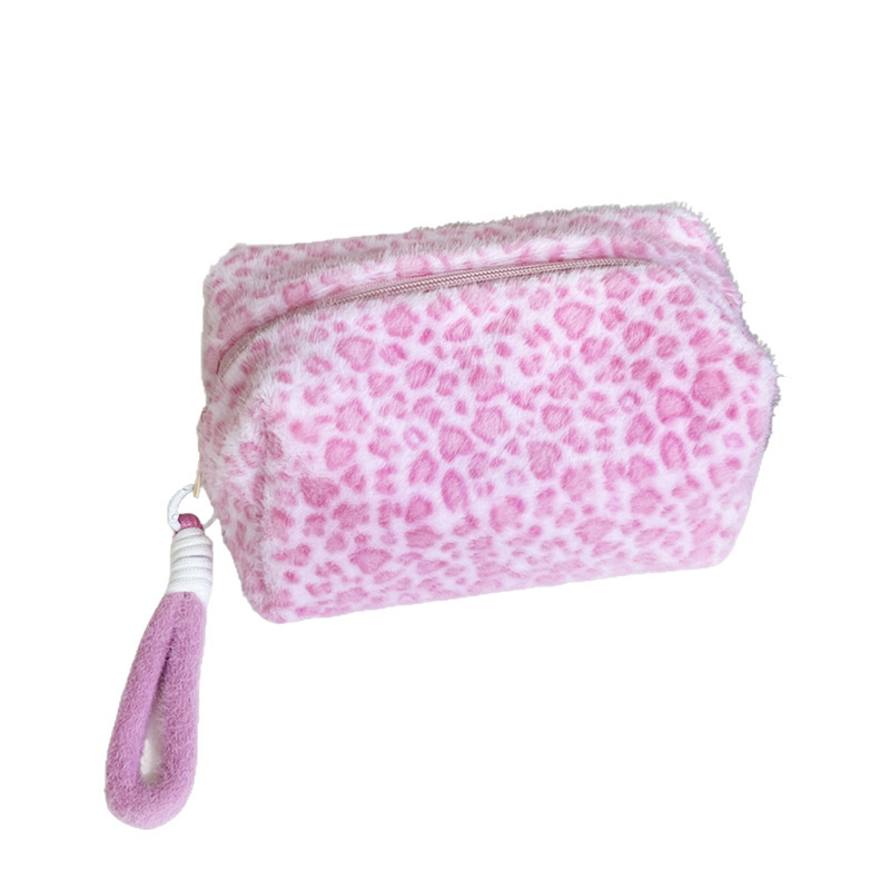 Trousse De Maquillage En Peluche Pour Femme, Motif Léopard Rétro Romantique, 1 Pièce Image5