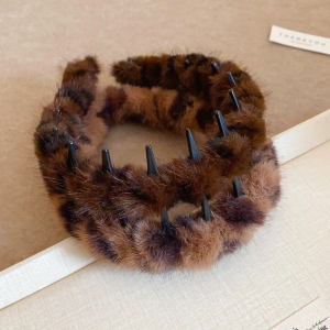 1 Bandeau Vintage En Peluche À Motif Léopard h5 Image3
