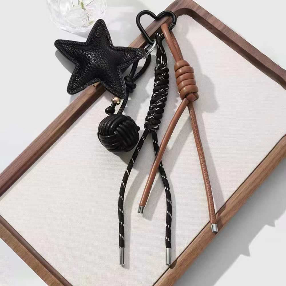 1 Pièce De Breloque De Sac En Cuir Tissé En Forme D'Étoile h5Image5