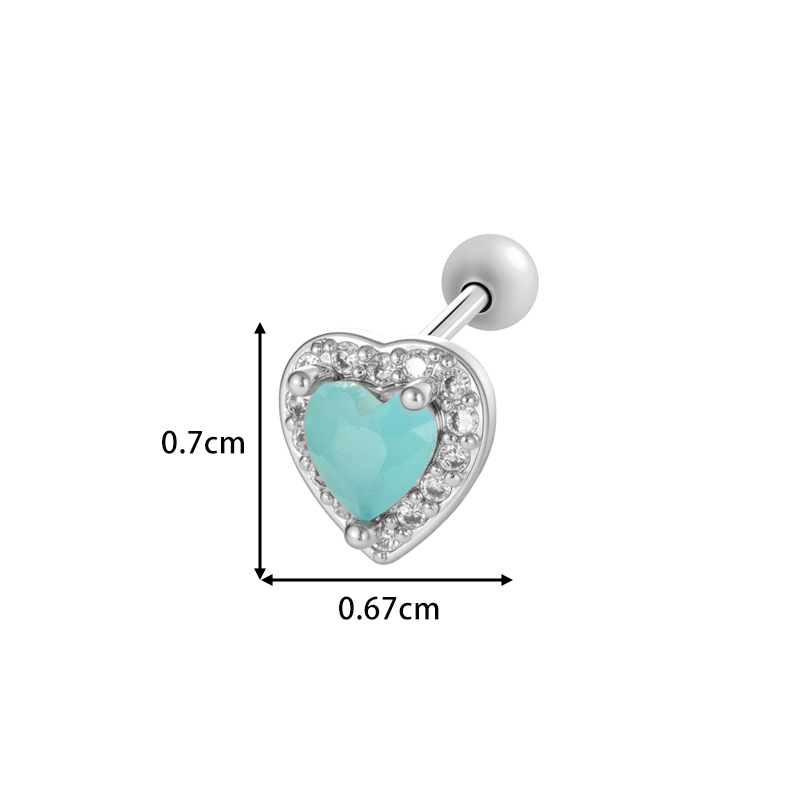Boucle D'Oreille Piercing En Forme De Cœur En Cuivre Doré Et Zircon Image2