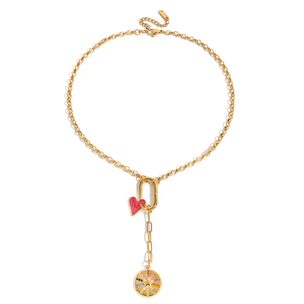 Collier Pendentif Femme Luxueux À Pompons, En Acier Inoxydable Étanche, Couleur Or (1 Pièce) 