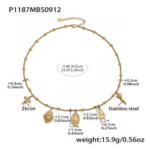 Collier Pendentif Rétro Jésus En Acier Inoxydable Étanche Couleur Or Pour Femme (1 Pièce) h5 