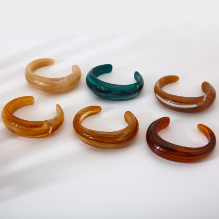 Bracelet jonc simple en résine dégradé de couleur pour femme, série classique, 1 pièce 2