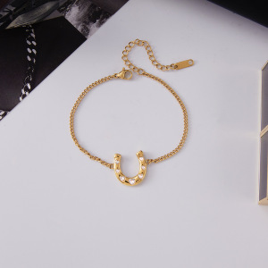 Ensembles De Bijoux Pour Femmes En Acier Inoxydable Imperméable En Forme De Fer À Cheval, Couleur Or, Avec Zircon. h5 Image8