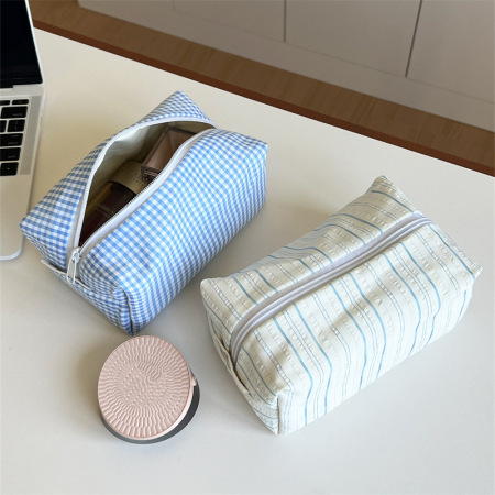 Trousse de maquillage pour femme, 1 pièce, série Simple, motif à carreaux 2