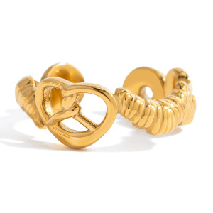 Bague Tendance En Acier Inoxydable Doré, 1 Pièce, Motif Croissant. h5