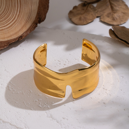 Bracelet manchette étanche en acier inoxydable doré (1 pièce)