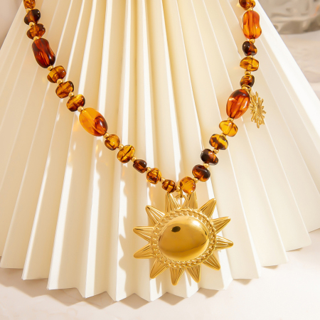 Collier de perles en résine rétro soleil 1 pièce 2