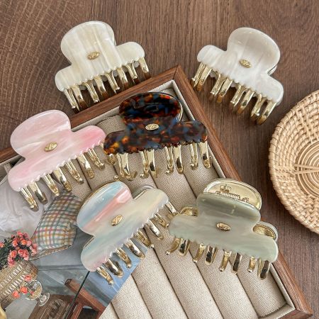 1 pince à cheveux mignonne en acétate pour femme, dégradé de couleur