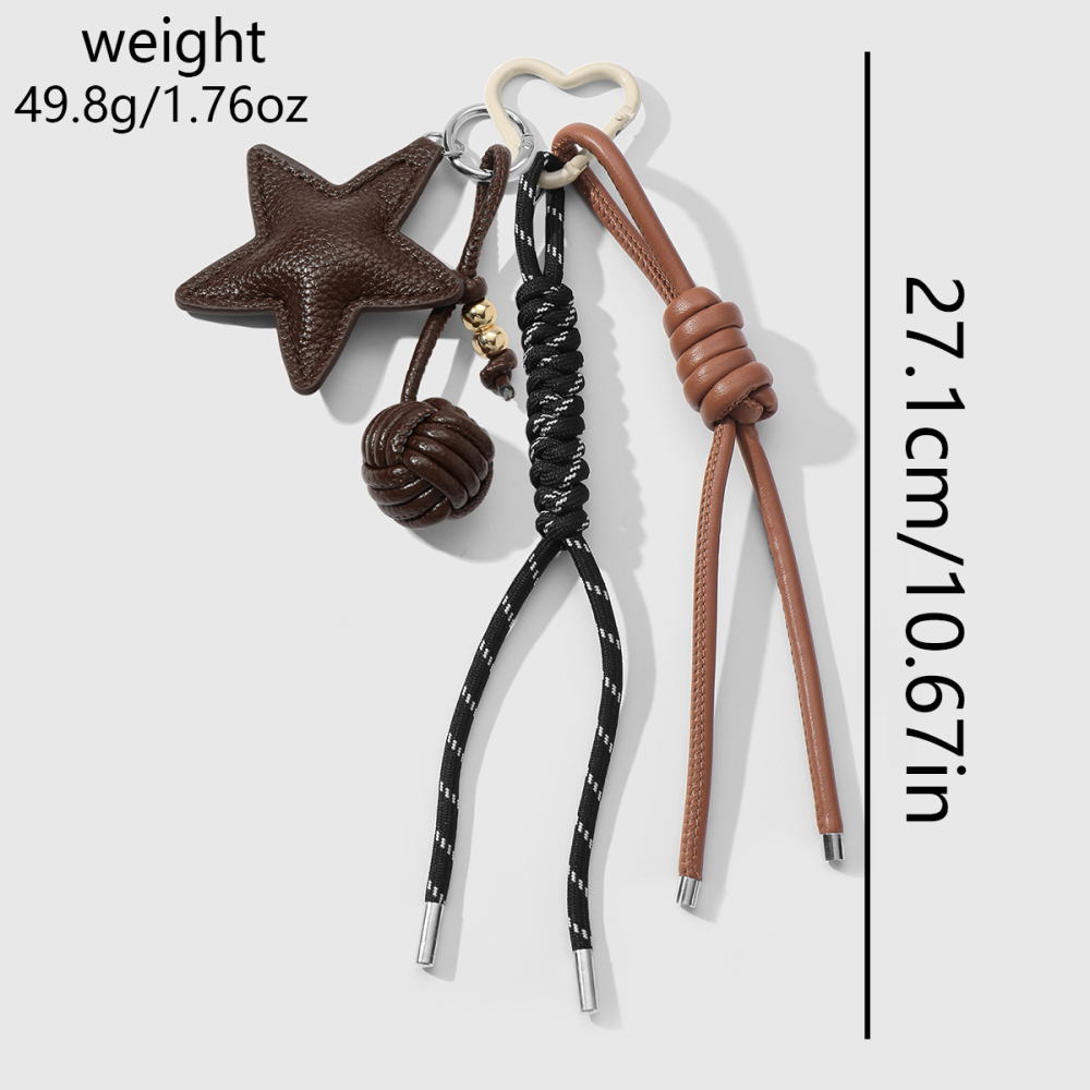 1 Pièce De Breloque De Sac En Cuir Tissé En Forme D'Étoile h5Image2