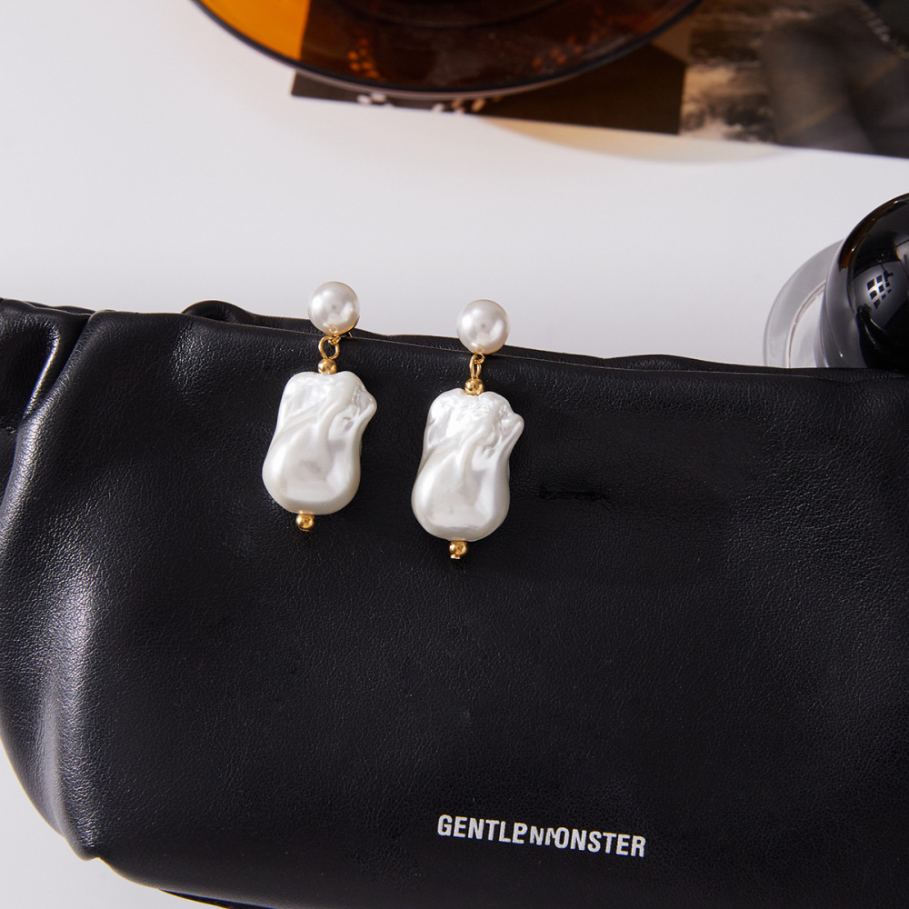 1 Paire De Boucles D'Oreilles Pendantes Élégantes Pour Femme, En Acier Inoxydable Imperméable, De Forme Irrégulière Et De Couleur Dorée. h5Image5