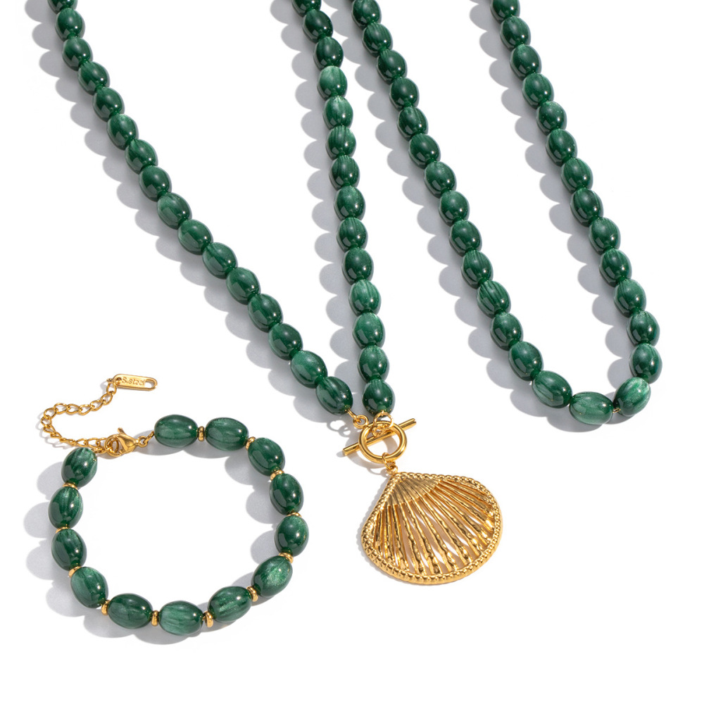 Ensemble De Colliers Et Pendentifs Coquillages En Perles De Résine De Forme Irrégulière Image5