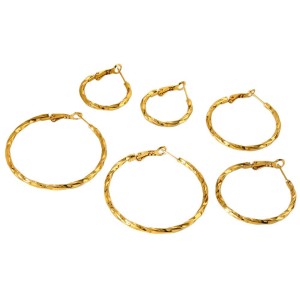 1 Paire De Boucles D'Oreilles Simples Daily Circle En Acier Inoxydable Étanche Couleur Or Pour Femme h5 Image5