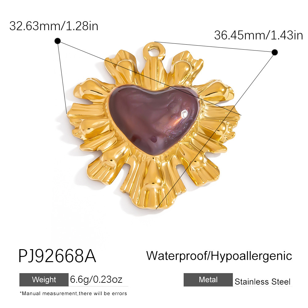Pendentif Rétro En Acier Inoxydable Doré, Étanche, À Motif Floral (1 Pièce) Image2