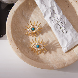 Ensembles De Bijoux Rétro Œil De Diable En Acier Inoxydable, Étanches, Couleur Or, En Calaïte, Pour Femmes h5 Image5