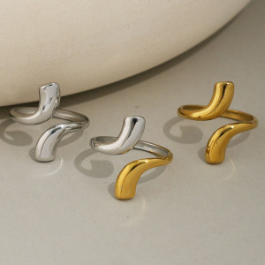 Bague Femme Simple, Forme Irrégulière, En Acier Inoxydable Étanche h5 Image3