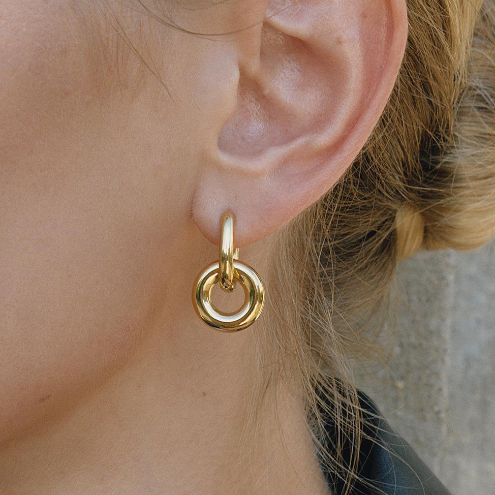 1 Paire De Boucles D'Oreilles Créoles Simples En Acier Inoxydable, Couleurs Or Et Argent, Étanches, Pour Femmes Image3