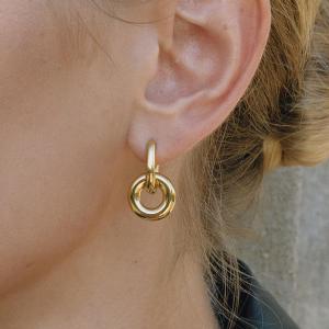 1 Paire De Boucles D'Oreilles Créoles Simples En Acier Inoxydable, Couleurs Or Et Argent, Étanches, Pour Femmes h5 Image3
