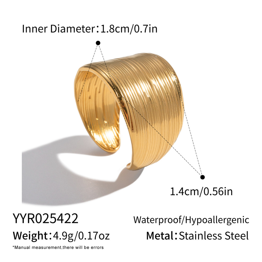 Bague Minimaliste En Acier Inoxydable Doré, Étanche, 1 Pièce 