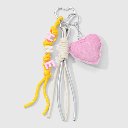 1 breloque de sac en forme de cœur rose doux