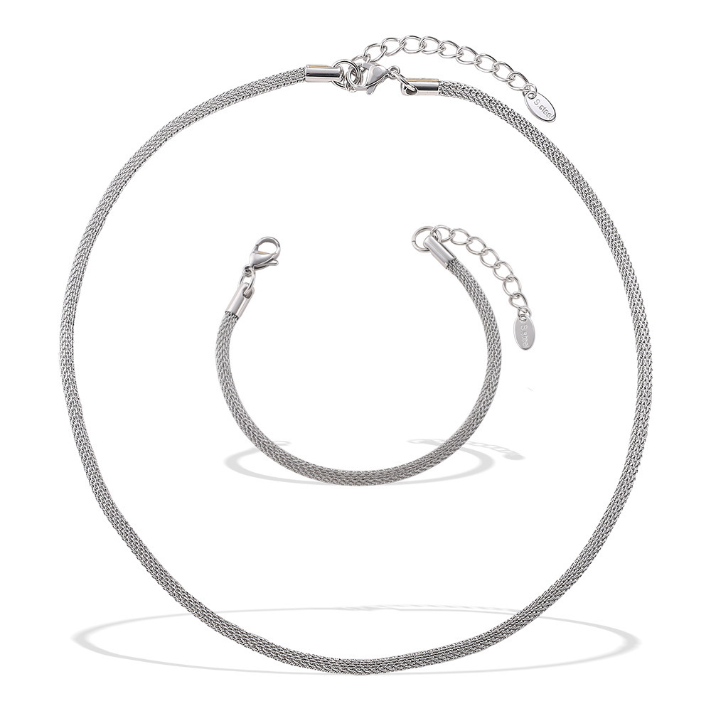 Ensemble De Collier Simple En Acier Inoxydable Imperméable De Couleur Unie Image5