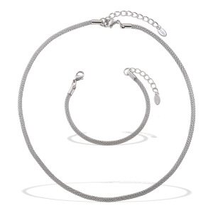 Ensemble De Collier Simple En Acier Inoxydable Imperméable De Couleur Unie h5 Image5