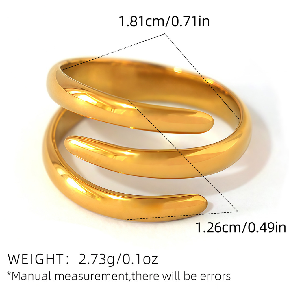 Bague Femme Décontractée Rectangulaire À Motif Floral, En Acier Inoxydable Étanche Couleur Or (1 Pièce) Image2