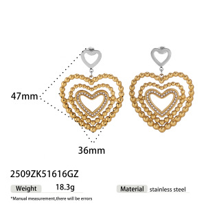Boucles D'Oreilles Pendantes En Acier Inoxydable Doré, Étanches, En Forme De Cœur Et D'Étoile (1 Paire) h5