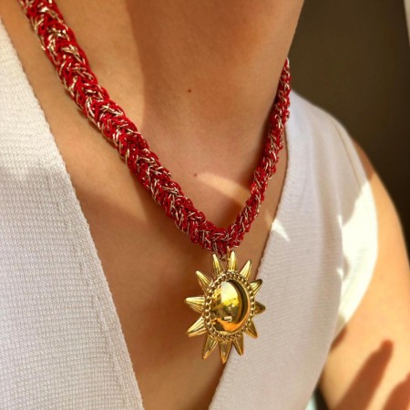 Collier pendentif soleil en acier inoxydable étanche couleur or (1 pièce) 2