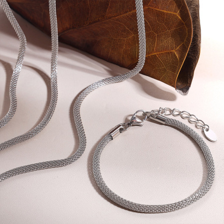 Ensemble de collier simple en acier inoxydable imperméable de couleur unie 2
