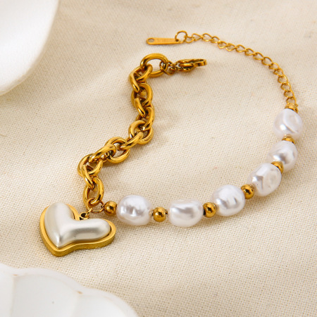 Bracelet à breloques pour femme, 1 pièce, forme irrégulière et délicate, en acier inoxydable, étanche. 2