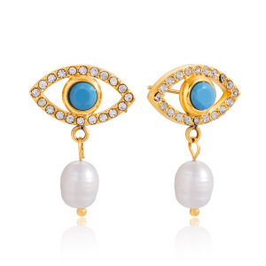 1 Paire De Boucles D'Oreilles Pendantes En Acier Inoxydable Et Acrylique Couleur Or Pour Femme, Œil Du Diable Radieux h5 