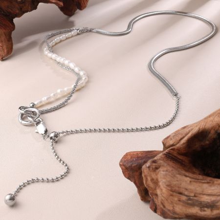 Collier de perles en acier inoxydable étanche (1 pièce)