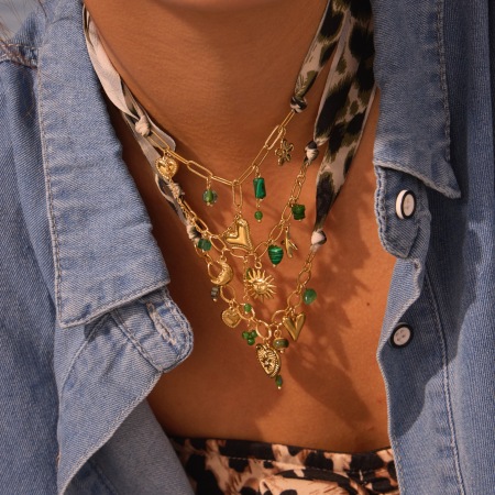 Collier avec pendentif en forme de cœur irrégulier en acier inoxydable couleur or pour femme, 1 pièce