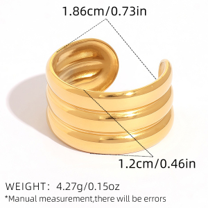 Bague Classique En Acier Inoxydable Étanche, Coloris Or Et Argent (1 Pièce) h5 Image2