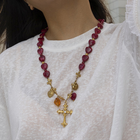 Collier de perles en acrylique en forme de cœur, 1 pièce 2