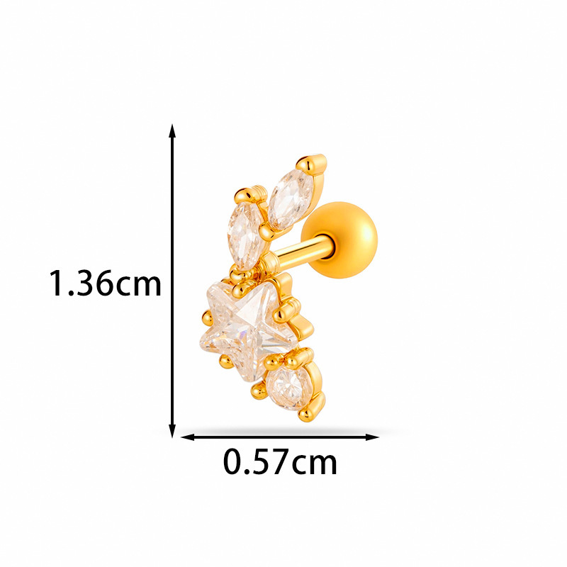 Boucles D'Oreilles Perçantes Pour Femmes, Motif Géométrique, Cuivre, Or, Zircone h5Image2