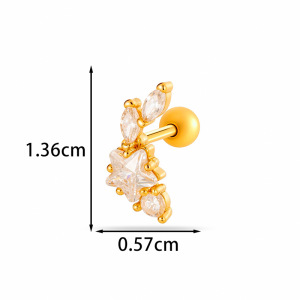 Boucles D'Oreilles Perçantes Pour Femmes, Motif Géométrique, Cuivre, Or, Zircone h5 Image2