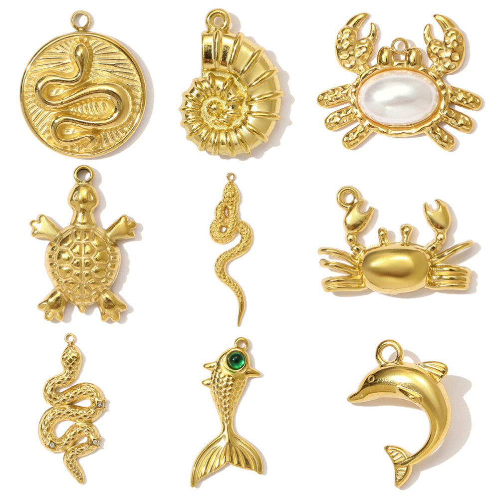 Pendentif Classique Pour Femme, Motif Animal, En Acier Inoxydable Étanche, Couleur Or (1 Pièce) Image5