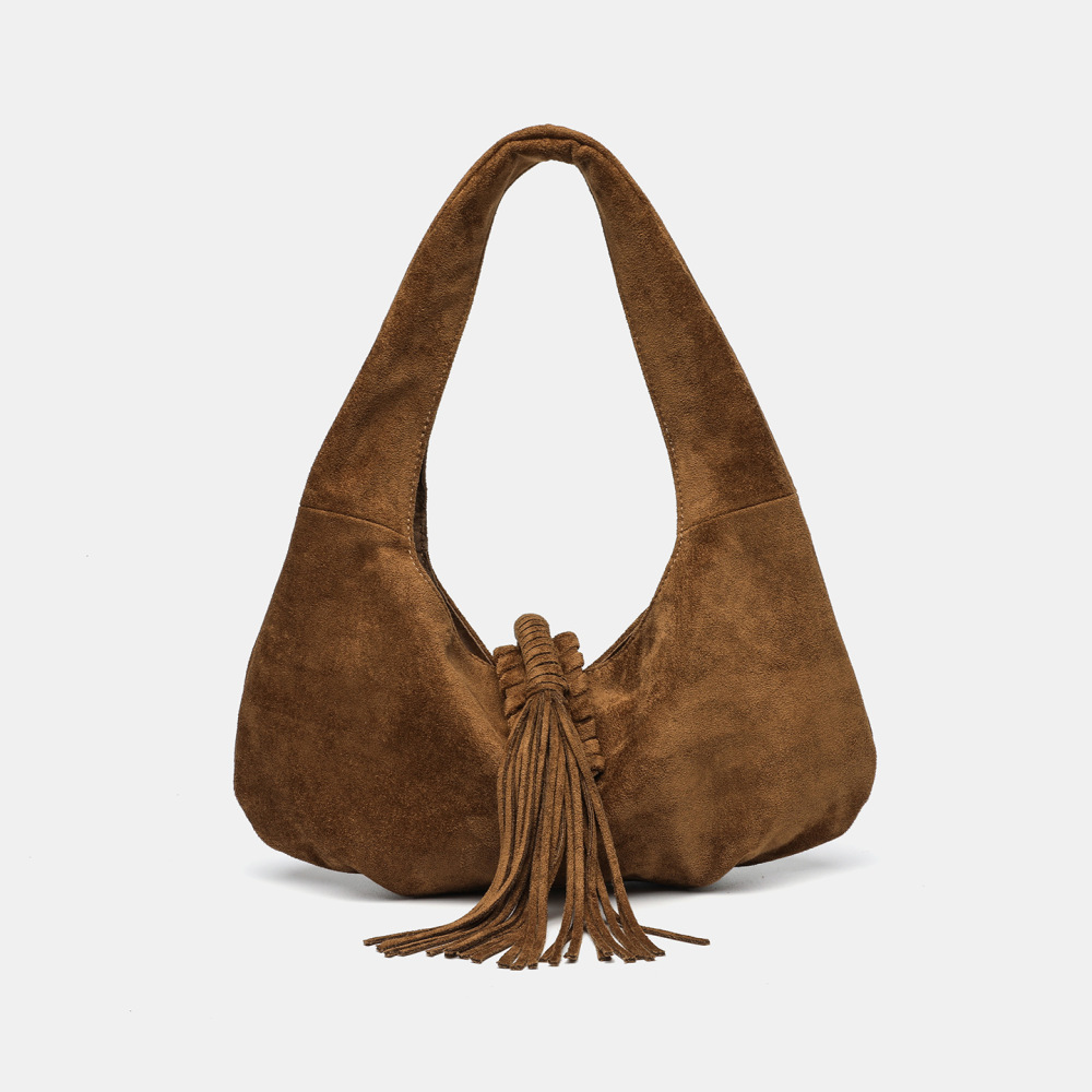 Sac À Bandoulière Ethnique Décontracté En Imitation Daim Pour Femme, 1 Pièce 
