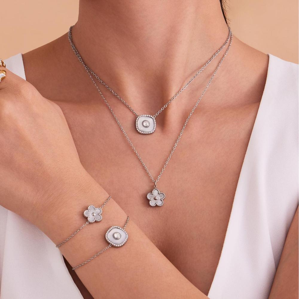 Ensembles De Bijoux Pour Femmes En Acier Inoxydable, Couleur Or, Avec Motif Floral Simple Image4
