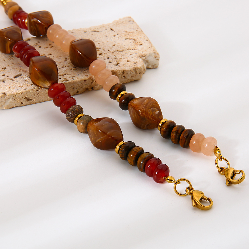 Collier De Perles Acryliques Dorées Pour Femme, 1 Pièce h5Image3