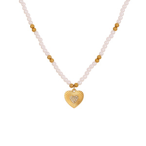 Collier Pendentif Femme Étanche En Acier Inoxydable Avec Pendentif Cœur Et Fleur (1 Pièce) h5 Image5